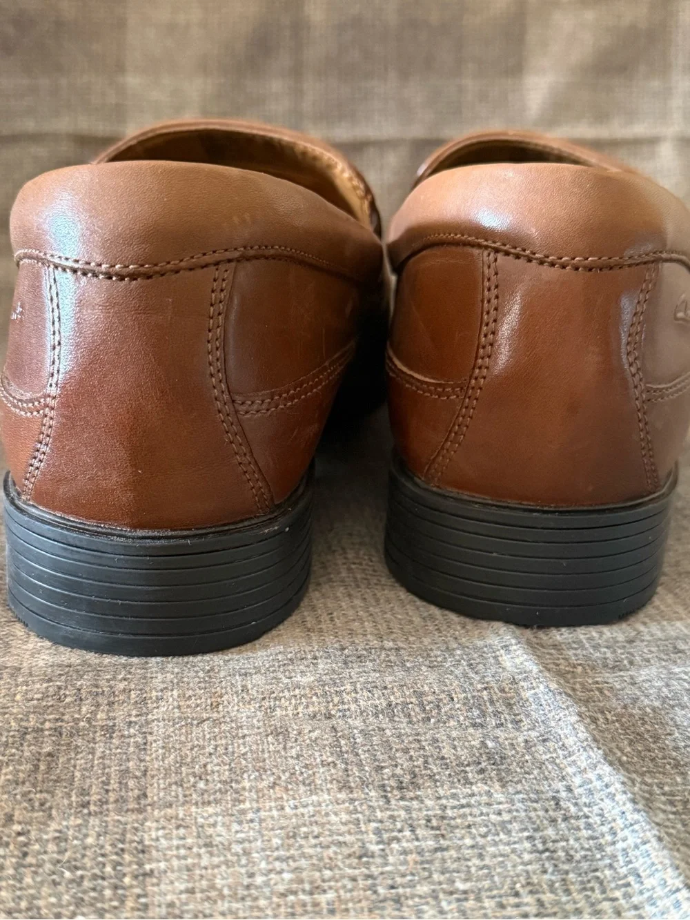 Clarks Men's Tan Leather Slip-On Loafers